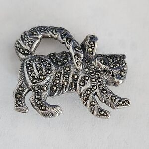 Silver Coatimundi Pendant with Marcasite Accents